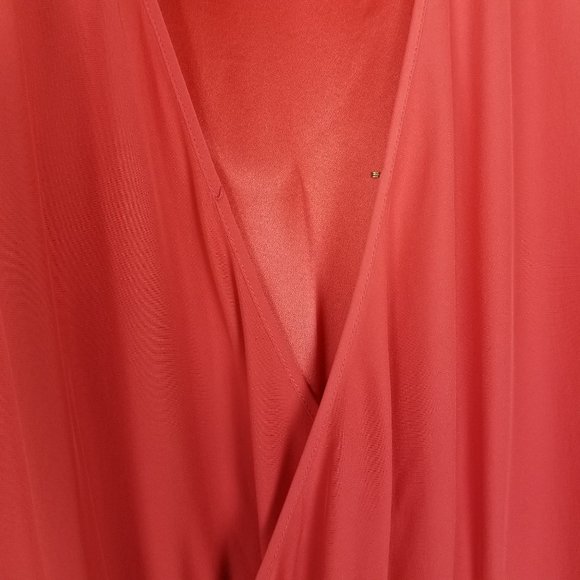 Haute Hippie Coral Mini Dress with Beige Accent - Picture 9 of 11